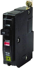 Square D - 15 Amp, 240 VAC, 1 Pole, Bolt On Miniature Circuit Breaker - 14-8 AWG - Industrial Tool & Supply