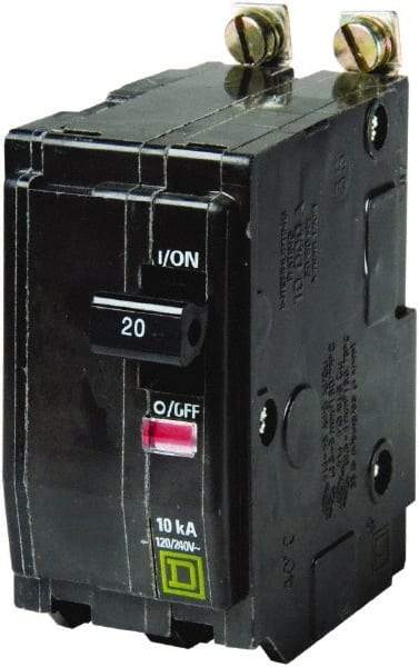 Square D - 20 Amp, 240 VAC, 2 Pole, Bolt On Miniature Circuit Breaker - 14-8 AWG - Industrial Tool & Supply