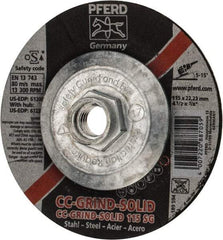 PFERD - 46 Grit, 4-1/2" Wheel Diam, Type 27 Depressed Center Wheel - Aluminum Oxide - Industrial Tool & Supply