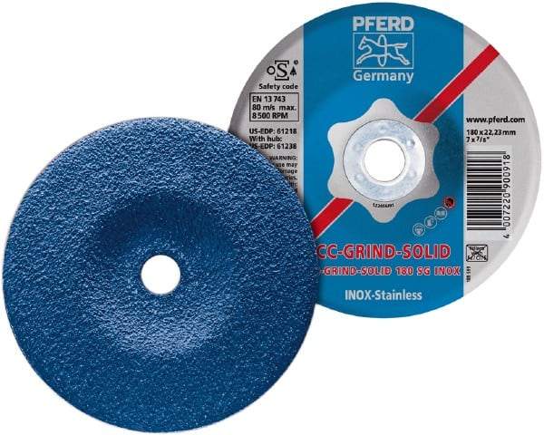 PFERD - 46 Grit, 4-1/2" Wheel Diam, 7/8" Arbor Hole, Type 27 Depressed Center Wheel - Aluminum Oxide - Industrial Tool & Supply