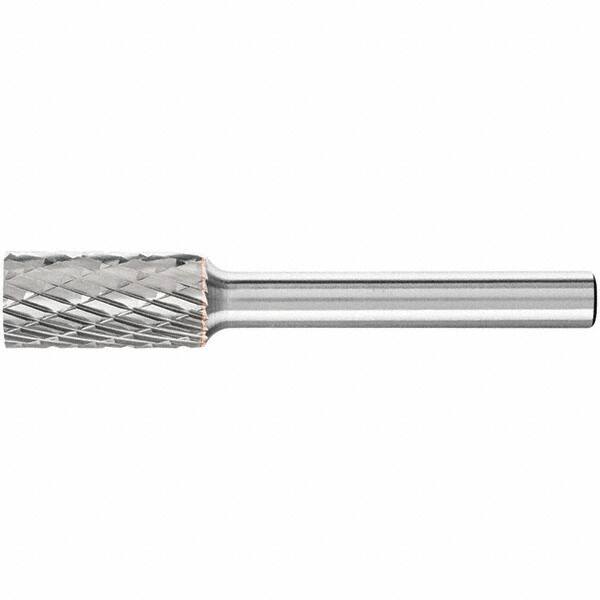 PFERD - 3/8" Cut Diam, 1/4" Shank Diam, Cylinder Head Double Cut Burr - Carbide, Flat End, 3/4" LOC, 2-1/2" OAL - Industrial Tool & Supply