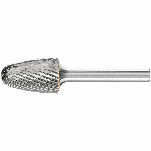 PFERD - 5/8" Cut Diam, 1/4" Shank Diam, Tree with Radius Head Double Cut Burr - Carbide, Radius End, 1" LOC, 2-3/4" OAL - Industrial Tool & Supply