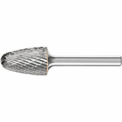 PFERD - 5/8" Cut Diam, 1/4" Shank Diam, Tree with Radius Head Double Cut Burr - Carbide, Radius End, 1" LOC, 2-3/4" OAL - Industrial Tool & Supply