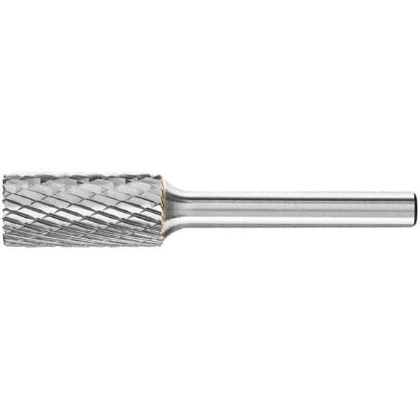 PFERD - 1/2" Cut Diam, 1/4" Shank Diam, Cylinder with End Cut Head Double Cut Burr - Carbide, End Cut End, 1" LOC, 2-3/4" OAL - Industrial Tool & Supply