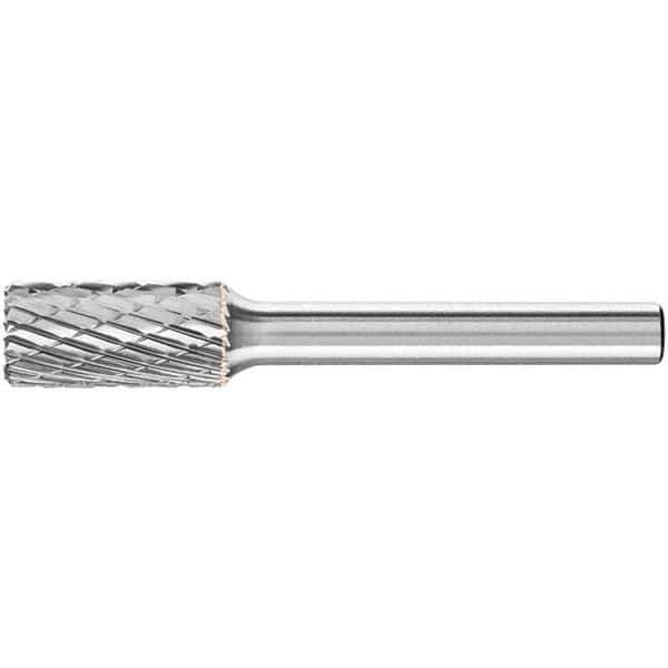 PFERD - 3/8" Cut Diam, 1/4" Shank Diam, Cylinder with End Cut Head Double Cut Burr - Carbide, End Cut End, 3/4" LOC, 2-1/2" OAL - Industrial Tool & Supply