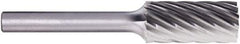 PFERD - 1/2" Cut Diam, 1/4" Shank Diam, Cylinder Head Fluted Cut Burr - Carbide, Flat End, 1" LOC, 2-3/4" OAL - Industrial Tool & Supply