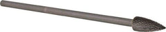 PFERD - 1/2" Cut Diam, 1/4" Shank Diam, Tree Head Double Cut Burr - Carbide, Point End, 1" LOC, 6-7/8" OAL - Industrial Tool & Supply