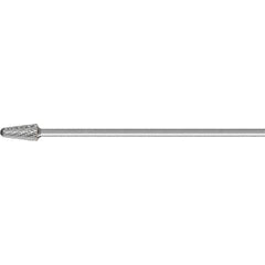PFERD - 1/2" Cut Diam, 1/4" Shank Diam, Taper Head Double Cut Burr - Carbide, Radius End, 1-1/8" LOC, 7-3/16" OAL - Industrial Tool & Supply