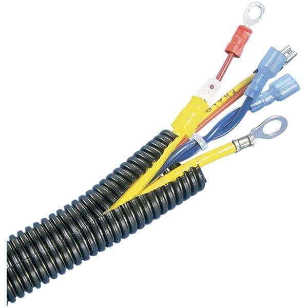 Panduit - 0.5039" ID, Black Polyethylene Corrugated Cable Sleeve - 100' Coil Length - Industrial Tool & Supply