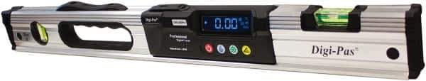 Digi-Pas - 24" Long 2 Vial Box Beam Level - Aluminum, Black/Silver, 1 Plumb & 1 Level Vial - Industrial Tool & Supply