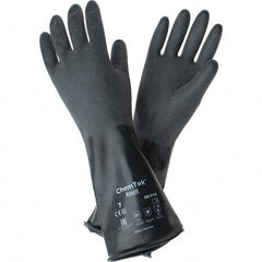 Ansell - 14 mil Thick, Chemical Resistant Gloves - SZ 7 14"14ML BLK 1/PR CHEM-TEK RGH FIN CHEM GLV - Industrial Tool & Supply