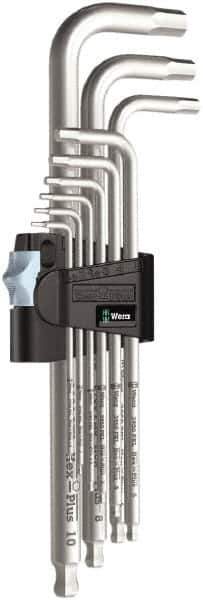 Wera - 9 Piece L-Key Hex Key Set - Hex Range 1.5 to 10mm, Stainless Steel - Industrial Tool & Supply