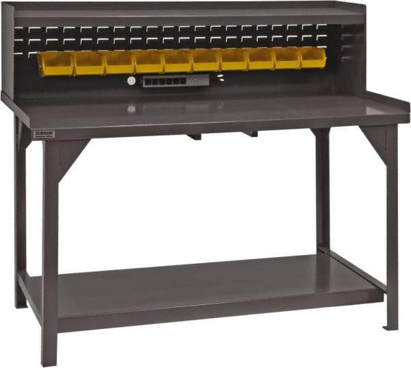 Durham - Mobile Work Bench - Steel, Fixed Leg, Gray, 60" Long x 30" Deep x 30-1/4" High - Industrial Tool & Supply