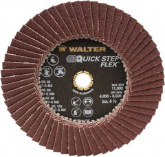 WALTER Surface Technologies - 80 Grit, 4-1/2" Disc Diam, Type 29 Aluminum Oxide Flap Disc - 11,000 Max RPM, Fiber Backing, Arbor Attaching System, Coated - Industrial Tool & Supply