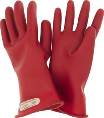 Ansell - Class 00, Size 9, 11" Long, Rubber Lineman's Glove - 2,500 AC Max Use Voltage, 500 AC Test Voltage, Red, ASTM D120 - Industrial Tool & Supply