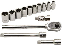 Ability One - 1/4" Drive Socket Set - 12 Points, 3/16" to 9/16" Range, Inch Measurement Standard - Industrial Tool & Supply