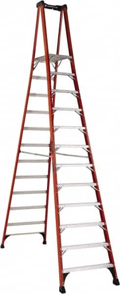 Louisville - 10 Steps, 10' High, Type IAA Rating, Fiberglass Platform Ladder - Industrial Tool & Supply