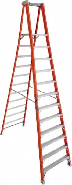 Louisville - 10 Steps, 10' High, Type IA Rating, Fiberglass Platform Ladder - Industrial Tool & Supply