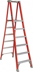 Louisville - 12 Steps, 12' High, Type IA Rating, Fiberglass Platform Ladder - Industrial Tool & Supply
