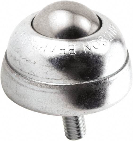 Hudson Bearing - 1 Inch Diameter, Round, Stainless Steel Ball Transfer - 1-3/4 Inch Overall Diameter, 1-3/8 Inch Mount Height, 75 Lb. Capacity - Industrial Tool & Supply