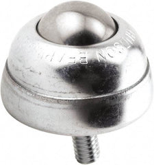 Hudson Bearing - 1 Inch Diameter, Round, Stainless Steel Ball Transfer - 1-3/4 Inch Overall Diameter, 1-3/8 Inch Mount Height, 75 Lb. Capacity - Industrial Tool & Supply