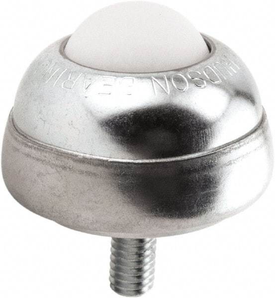 Hudson Bearing - 1 Inch Diameter, Round, Nylon Ball Transfer - 1-3/4 Inch Overall Diameter, 1-3/8 Inch Mount Height, 75 Lb. Capacity - Industrial Tool & Supply