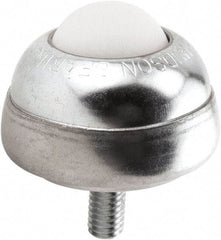 Hudson Bearing - 1 Inch Diameter, Round, Nylon Ball Transfer - 1-3/4 Inch Overall Diameter, 1-3/8 Inch Mount Height, 75 Lb. Capacity - Industrial Tool & Supply