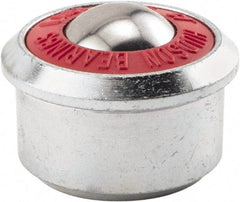 Hudson Bearing - 1.1875 Inch Diameter, Round, Carbon Steel Ball Transfer - 2 Inch Overall Diameter, 1/2 Inch Mount Height, 500 Lb. Capacity - Industrial Tool & Supply
