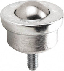 Hudson Bearing - 1 Inch Diameter, Round, Carbon Steel Ball Transfer - 1.6719 Inch Overall Diameter, 1-1/4 Inch Mount Height, 200 Lb. Capacity - Industrial Tool & Supply