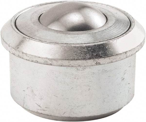Hudson Bearing - 1.1875 Inch Diameter, Round, Stainless Steel Ball Transfer - 2 Inch Overall Diameter, 1/2 Inch Mount Height, 750 Lb. Capacity - Industrial Tool & Supply
