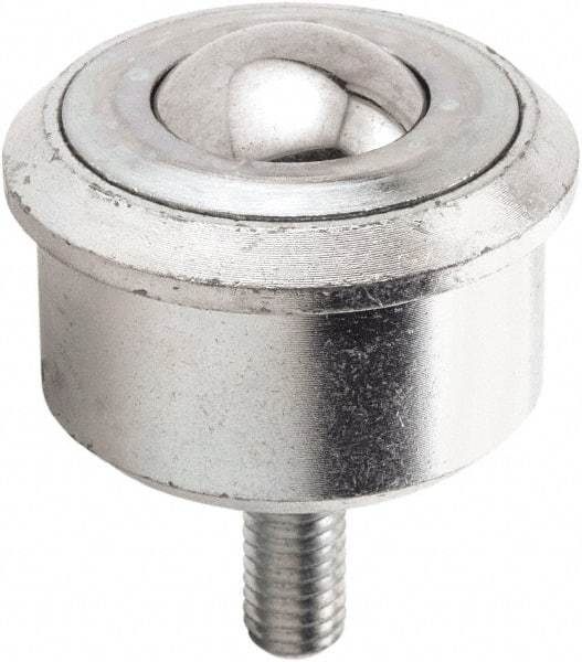Hudson Bearing - 1.1875 Inch Diameter, Round, Carbon Steel Ball Transfer - 2 Inch Overall Diameter, 1.4375 Inch Mount Height, 750 Lb. Capacity - Industrial Tool & Supply