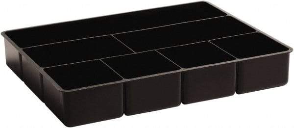 Rubbermaid - 7 Compartment, 15 Inch Wide x 11.73 Inch Deep x 2-1/2 Inch High, Drawer Organizer - Plastic, Black - Industrial Tool & Supply