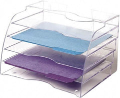 Rolodex - 13.58" Wide x 10.35" High x 8.58" Deep Plastic Document Organizer - 5 Compartments, Clear, 13" Wide Compartment - Industrial Tool & Supply