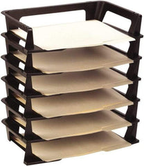 Rolodex - 15.23" Wide x 16-1/2" High x 9" Deep Plastic Document Organizer - 6 Compartments, Black, 15" Wide Compartment - Industrial Tool & Supply