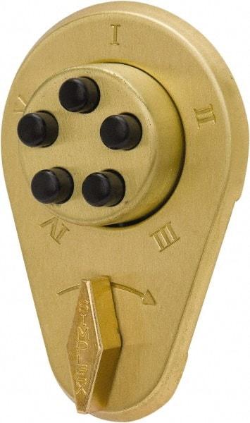 Kaba Access - 1-3/8 to 1-1/2" Door Thickness, Bright Brass Finish, Mechanical Deadbolt - Nonhanded Handling, Combination Override, Keyless Cylinder - Industrial Tool & Supply