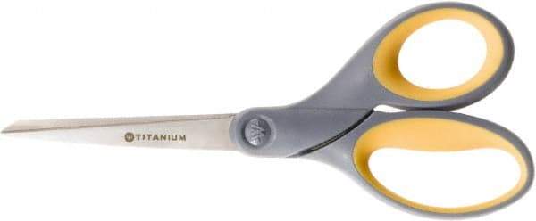 Ability One - 3" LOC, 8" OAL Titanium Scissors - Ambidextrous, Bent Handle, For Sticky Residues - Industrial Tool & Supply