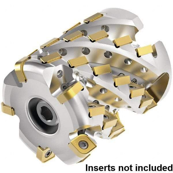 Kennametal - 60 Inserts, 3" Cut Diam, 1-1/4" Arbor Diam, 3.0853" Max Depth of Cut, Indexable Square-Shoulder Face Mill - 0° Lead Angle, 4" High, SNHJ1004.. Insert Compatibility, Through Coolant, Series HARVI Ultra 8X - Industrial Tool & Supply