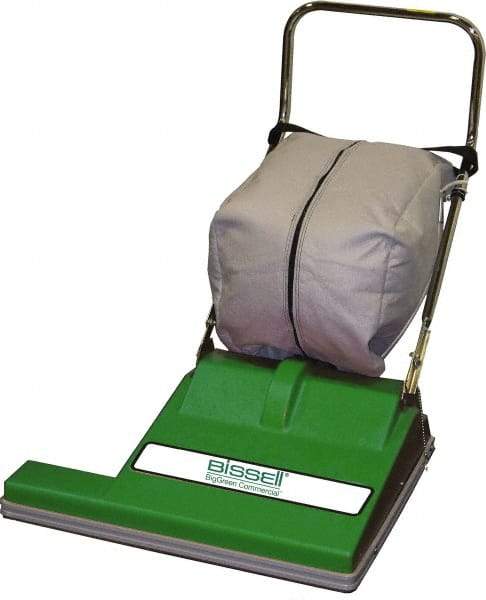 Bissell - Single Motor Upright Vacuum Cleaner - 28" Cleaning Width, 8.5" Amps, Long Handle, Gray & Green - Industrial Tool & Supply