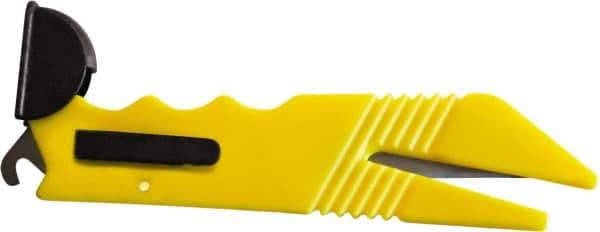 ICT - Fixed Safety Utility Knife - 1" Stainless Steel Blade, Yellow ABS Handle, 2 Blades Included - Industrial Tool & Supply