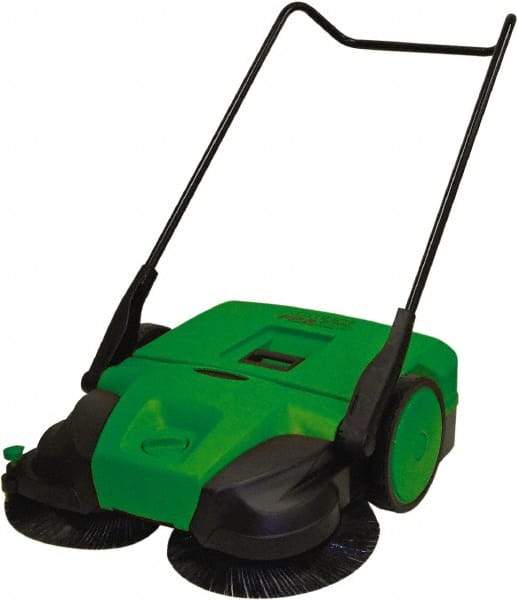 Bissell - 31" Sweeping Width, Triple Brush Walk Behind Sweeper - Manual Push, 1.76 Cu Ft Capacity - Industrial Tool & Supply