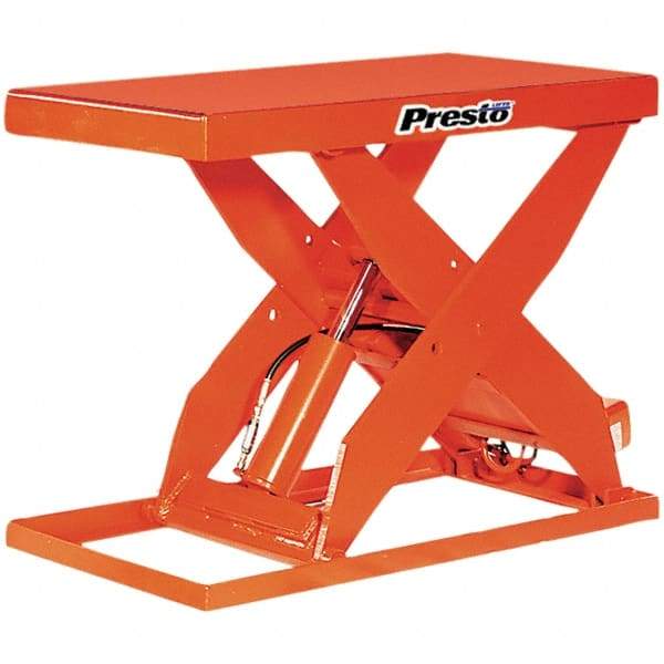 Presto Lifts - 5,000 Lb Capacity Hydraulic Scissor Lift - 7-1/4" to 43" Lift Height, 48" Platform Length x 24" Platform Width, 24" OAL - Industrial Tool & Supply