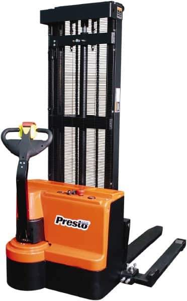 Presto Lifts - 2,200 Lb Capacity, 125" Lift Height, Battery Operated Power Stocker Lift - Industrial Tool & Supply