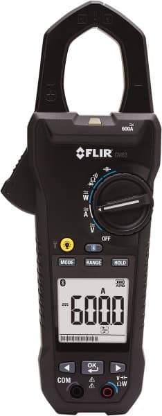 FLIR - CM83-NIST, CAT IV, Digital True RMS Wireless Clamp Meter with 1.45" Clamp On Jaws - 1000 VAC/VDC, 600 AC/DC Amps, Measures Voltage, Capacitance, Current, Frequency, Resistance - Industrial Tool & Supply