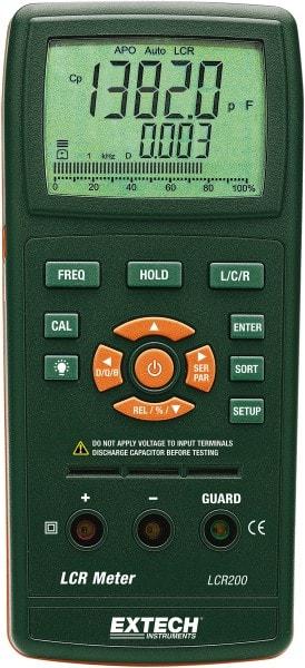 Extech - LCR200, Digital Passive Component LCR Multimeter - 200 mOhm, Measures Capacitance, Resistance - Industrial Tool & Supply