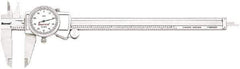 Starrett - 0" to 8" Range, 0.001" Graduation, 0.1" per Revolution, Dial Caliper - White Face, 1.5" Jaw Length, Accurate to 0.001" - Industrial Tool & Supply