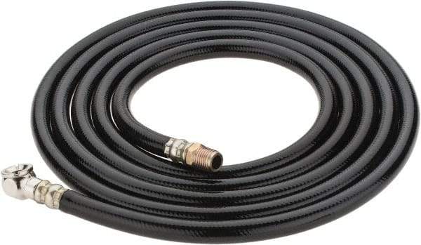 PRO-SOURCE - 1/4" ID x 1/2" OD 10' Long Air Tank Hose - Tire Chuck Ends, 300 Working psi, 158°, 1/4" Fitting, Black - Industrial Tool & Supply