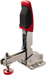 Bessey - 700 Lb Holding Capacity, Vertical Handle, Manual Hold Down Toggle Clamp - 55° Handle Movement, 45° Bar Opening, U-Bar, Flanged Base, Carbon Steel - Industrial Tool & Supply