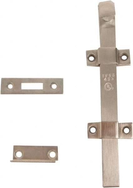 IVES - 8 Inch Long, 1 Inch Wide, Surface Bolt - Steel, Satin Chrome Finish - Industrial Tool & Supply