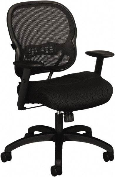 Basyx - 41-3/4" High Mid Back Chair - 27-3/8" Wide x 26-3/8" Deep, Padded Mesh Seat, Black - Industrial Tool & Supply