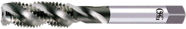 OSG - M6x1.00 Metric, 3 Flute, 50° Helix, Semi-Bottoming Chamfer, Bright Finish, High Speed Steel Spiral Flute STI Tap - Right Hand Flute, 2-23/32" OAL, 0.318" Shank Diam, 1-1/8" Thread Length, 6H Class of Fit, Series S109 - Exact Industrial Supply